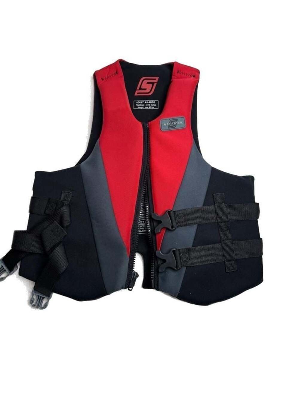 Snap-on Stearns Adult XL Type III PFD Ski Life Vest Red Black